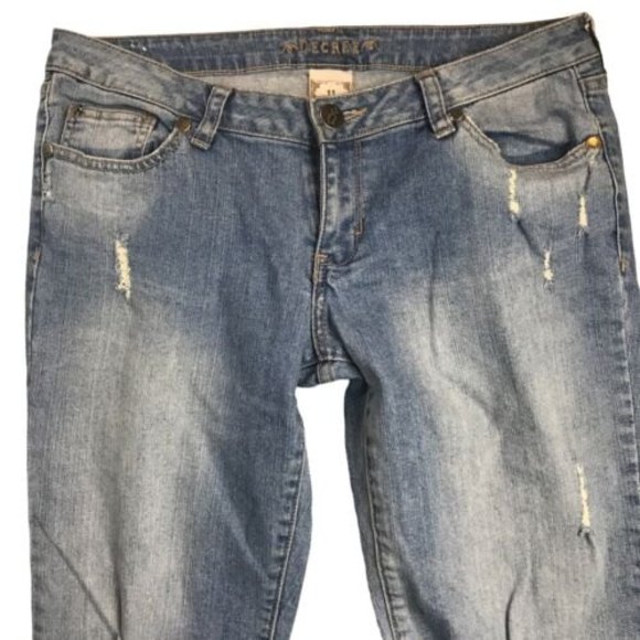 Decree Women Blue Denim 34x31 Bootcut Distressed Ripped Jeans Size 11 - Picture 4 of 12